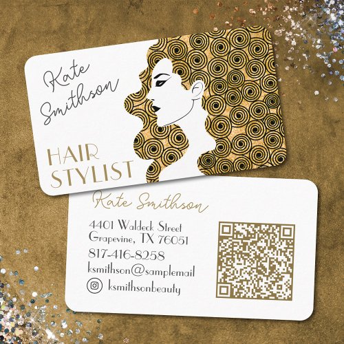     Curly Hair Personalized QR Code  Social Media Business Card