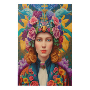 Curly hair princess wood wall art