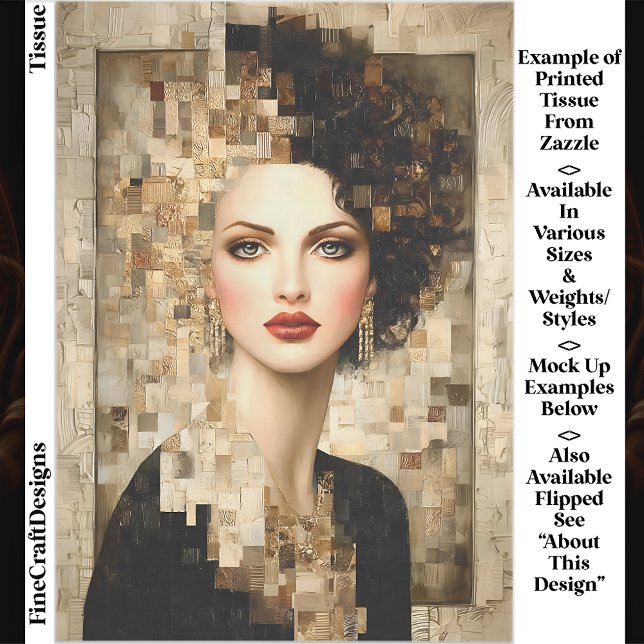 Curly Hair Woman, Mosaic Portrait EB8L Decoupage Tissue Paper (Creator Uploaded)