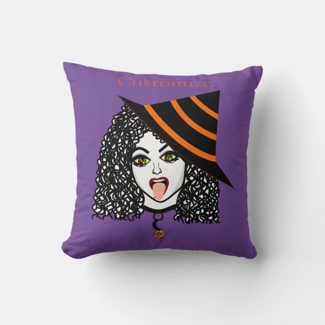 Curly-haired Witch Thunder_Cove Throw Pillow (Front)
