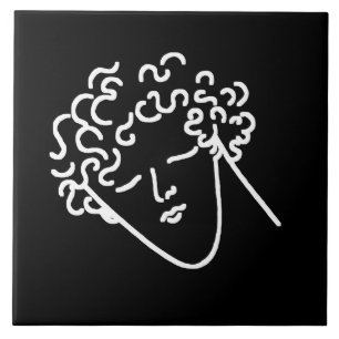 curly haired youth ceramic tile