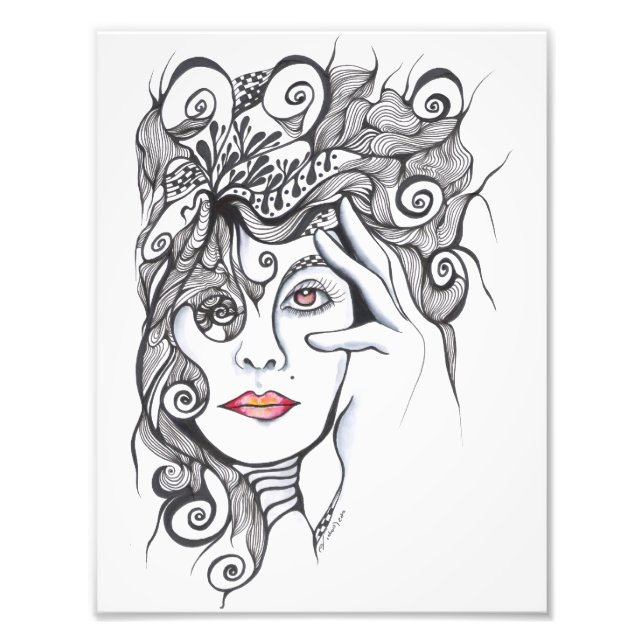 Curly hairstyle Girl portrait Photo Print (Front)