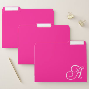Curly Hot Pink and White Minimalist Monogram File Folder