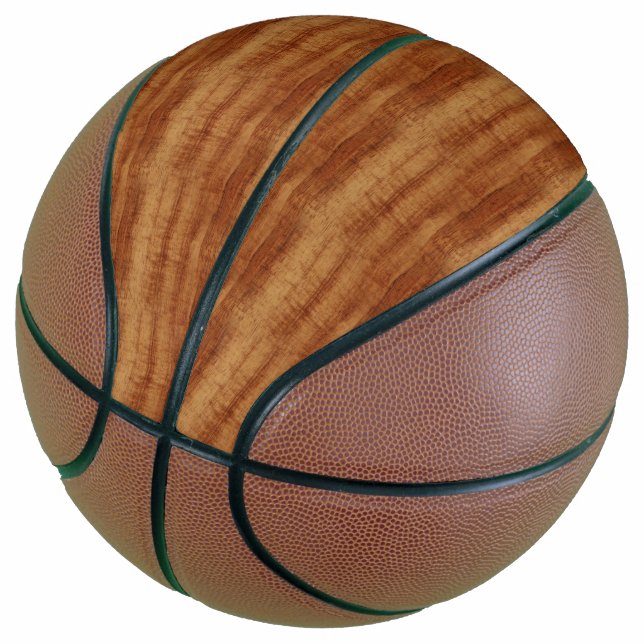 Curly Koa Acacia Wood Grain Look Basketball (Angled)