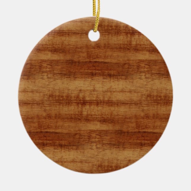 Curly Koa Acacia Wood Grain Look Ceramic Ornament (Front)