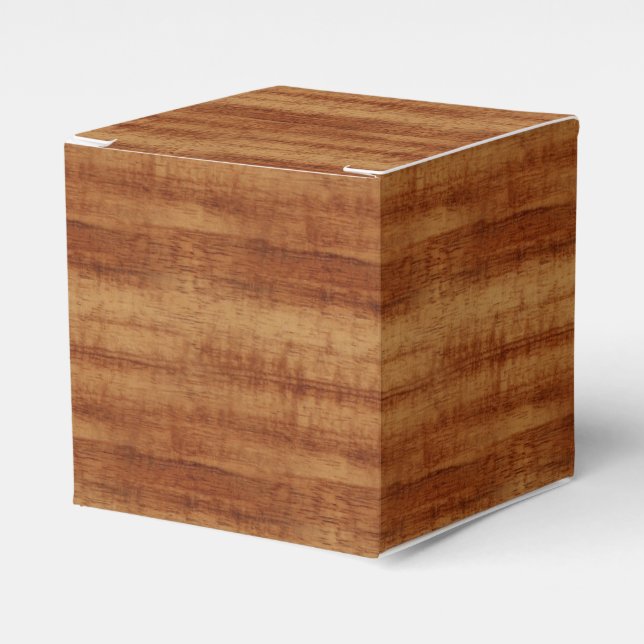 Curly Koa Acacia Wood Grain Look Favor Boxes (Front Side)
