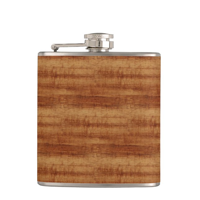 Curly Koa Acacia Wood Grain Look Flask (Front)