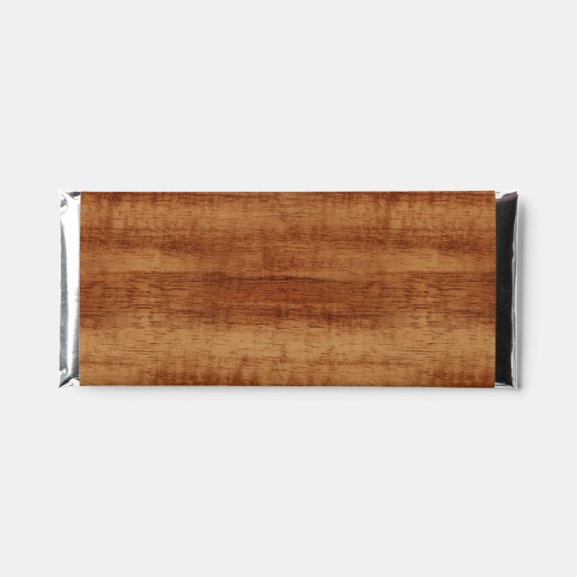 Curly Koa Acacia Wood Grain Look Hershey Bar Favors (Front)
