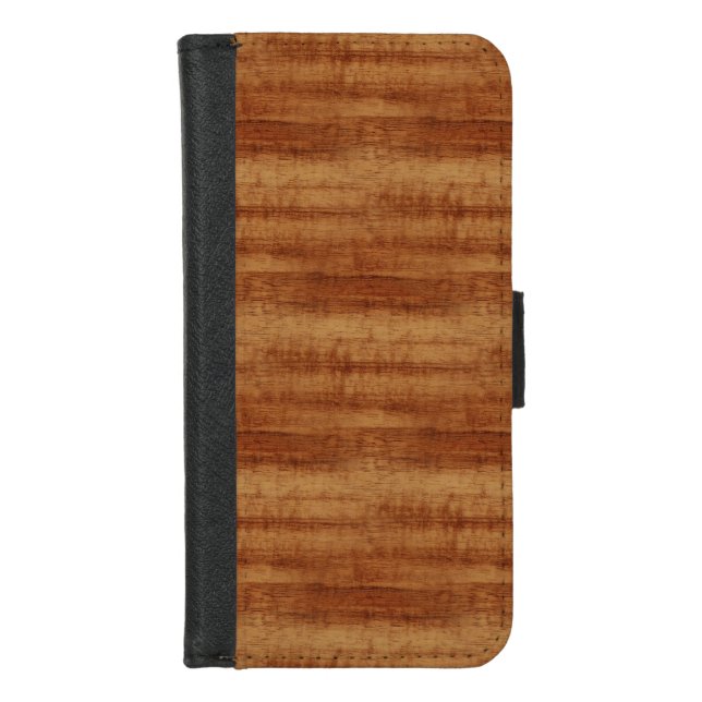 Curly Koa Acacia Wood Grain Look iPhone Wallet Case (Front)
