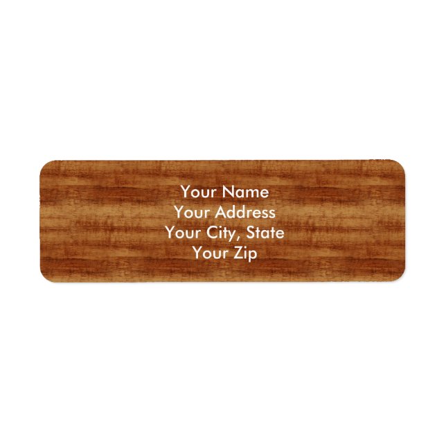 Curly Koa Acacia Wood Grain Look Label (Front)