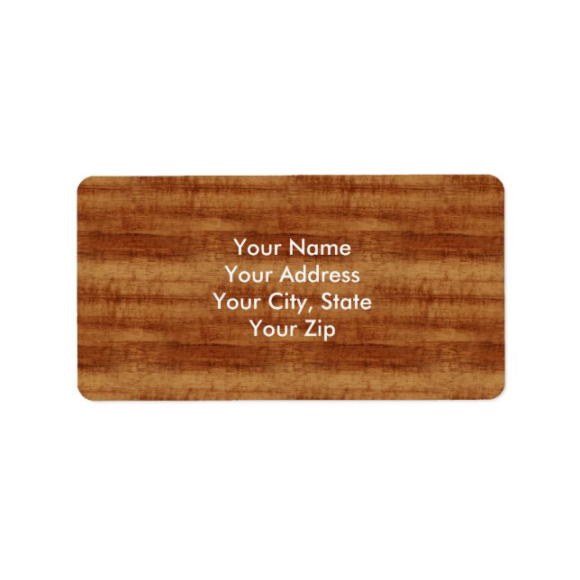 Curly Koa Acacia Wood Grain Look Label (Front)