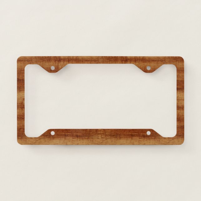 Curly Koa Acacia Wood Grain Look License Plate Frame (Front)