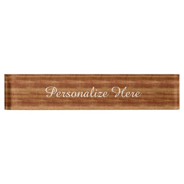 Curly Koa Acacia Wood Grain Look Name Plate (Front)
