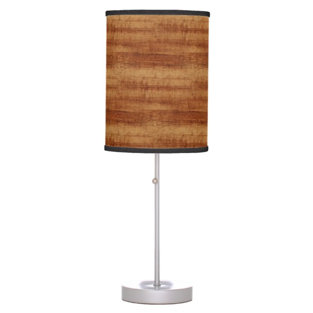 Curly Koa Acacia Wood Grain Look Table Lamp (Front)