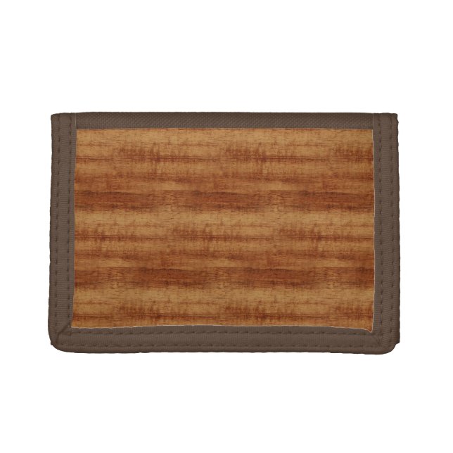 Curly Koa Acacia Wood Grain Look Trifold Wallet (Front)
