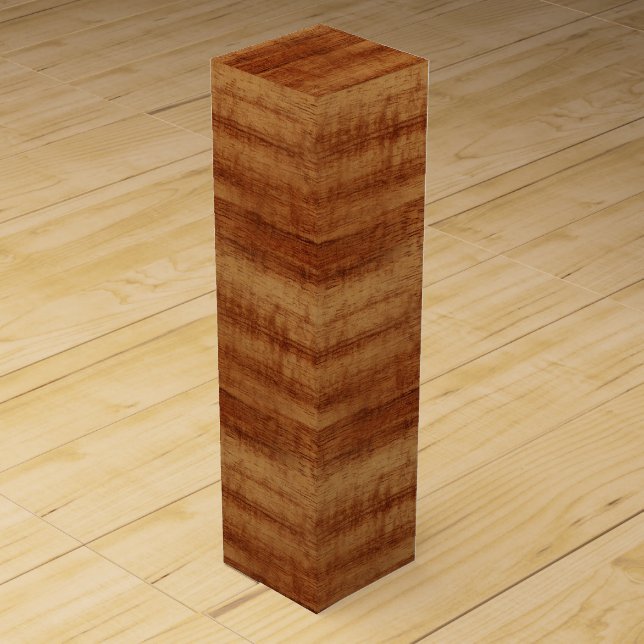 Curly Koa Acacia Wood Grain Look Wine Gift Box (Front)