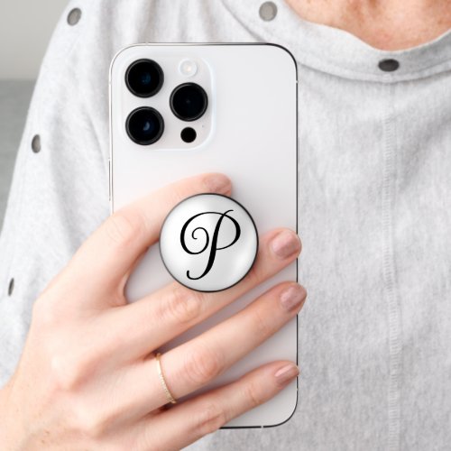 Curly P Monogram White Pearl Look PopSocket