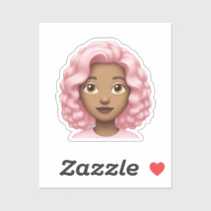 Curly Pink-Haired Emoji  Sticker