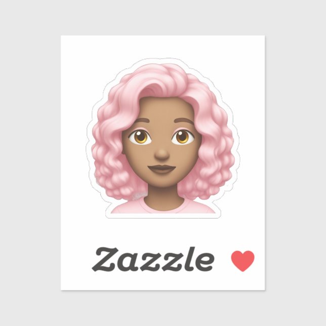 Curly Pink-Haired Emoji  Sticker (Sheet)