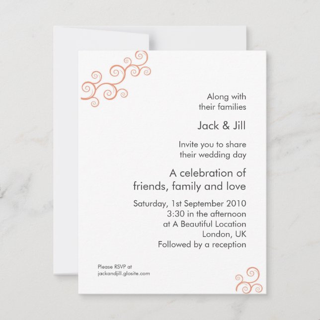 Curly Q Too (tangerine) 4.25x5.5 Invitation (Front)
