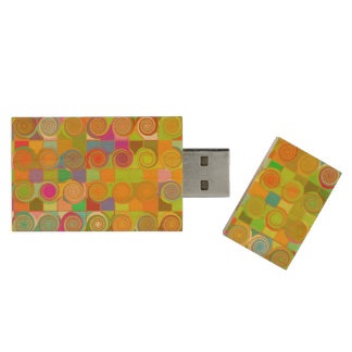 Curly Qs Wood USB Flash Drive