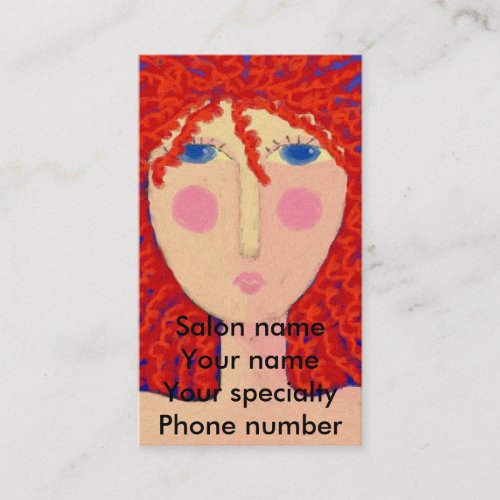 Curly Red Hair Stylist Business Card