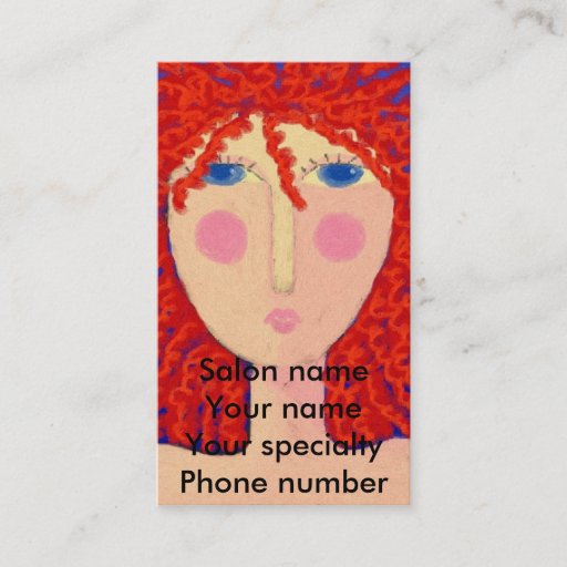 Customizable Curly Red Hair Stylist Business Card
