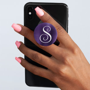 Curly S Monogram Dark Violet Foil PopSocket