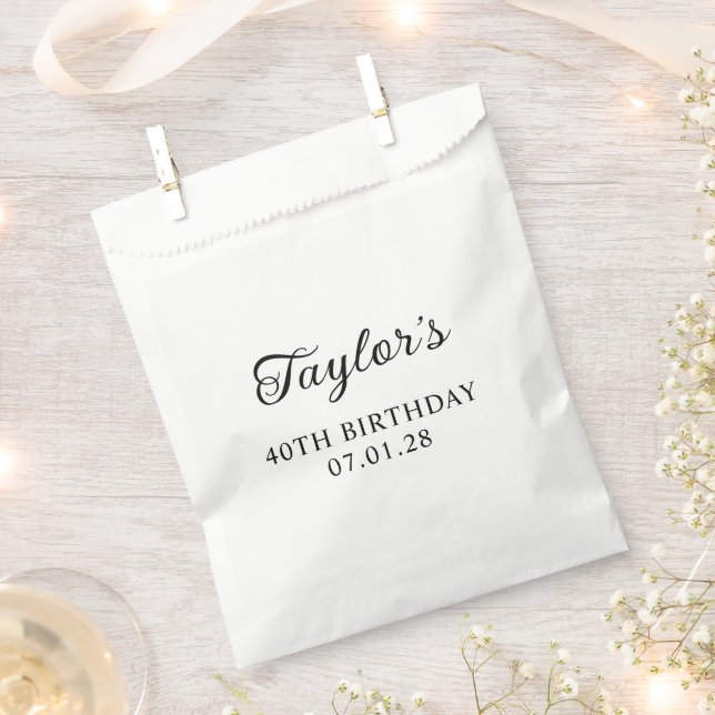 Curly Script 40th Birthday Favor Bag (Clipped)