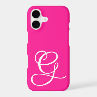 Curly Script Monogrammed Hot Pink iPhone 17 Case