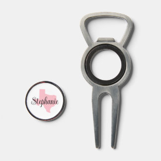 Curly Script Name Pink Texas Divot Tool