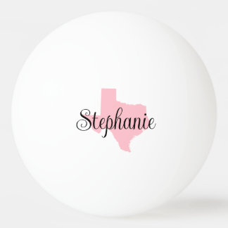 Curly Script Name Pink Texas Family Photo Ping Pong Ball