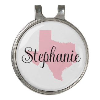 Curly Script Name Pink Texas Golf Hat Clip