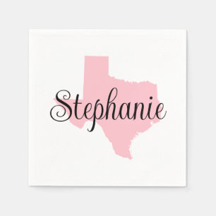 Curly Script Name Pink Texas Napkins