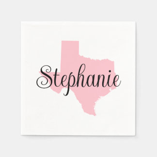Curly Script Name Pink Texas Napkins