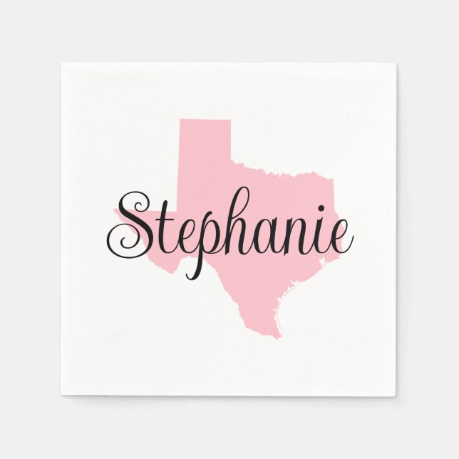 Curly Script Name Pink Texas Napkins (Front)