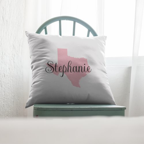 Curly Script Name Pink Texas Throw Pillow