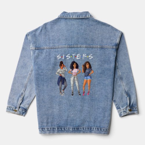 Curly Sisters Together Kinky Hair Girls Group  Denim Jacket