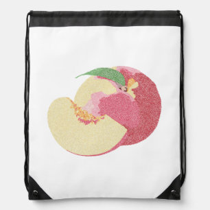 Curly Sweet Peaches Drawstring Bag