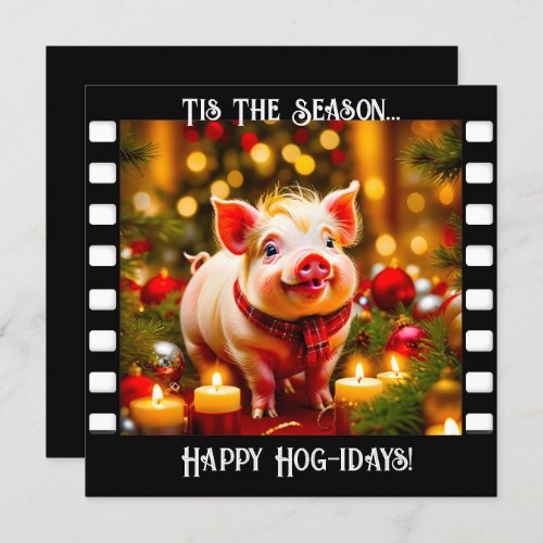 Curly Tail Piglet Funny Christmas card
