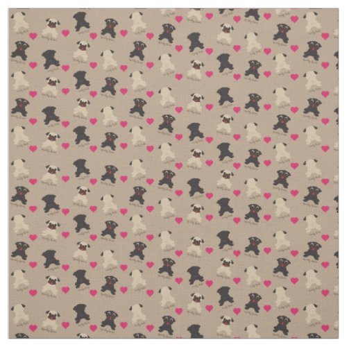 Curly Tail Squishy Faces Pug Fabric