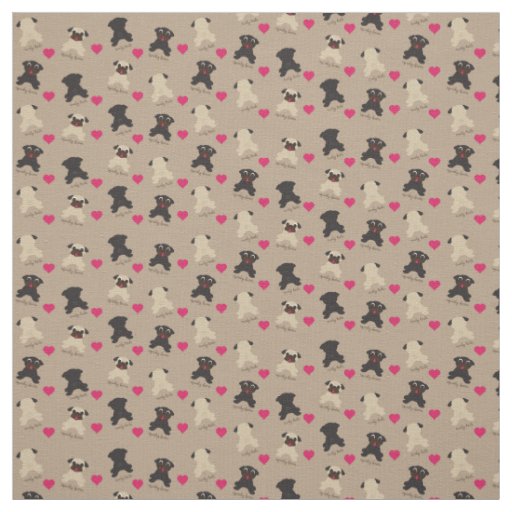 Curly Tail Squishy Faces Pug Fabric