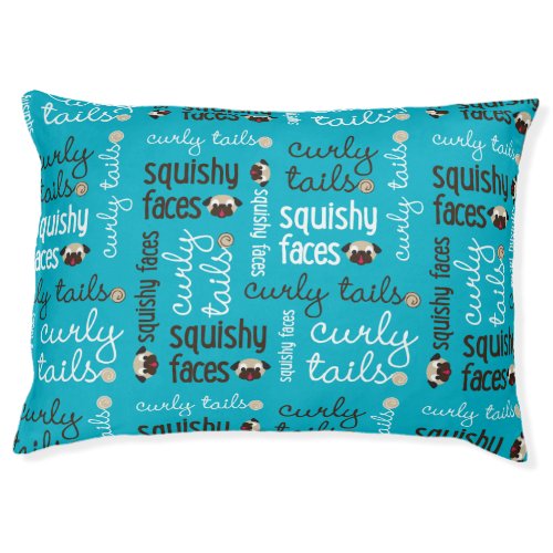 Curly Tails Squishy Faces Blue Dog Bed