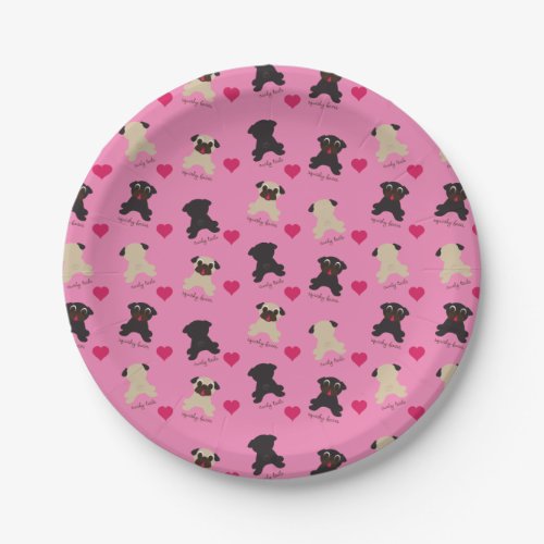 Curly Tails Squishy Faces Front Back Pugs Party Paper Plates