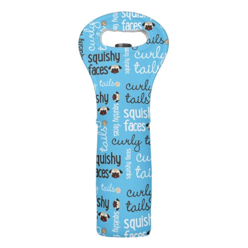 Curly Tails Squishy Faces Pug Type Pattern Wine Bag