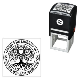 Curly Tree of Life Heart #2 Couple Library Book Nm Self-inking Stamp