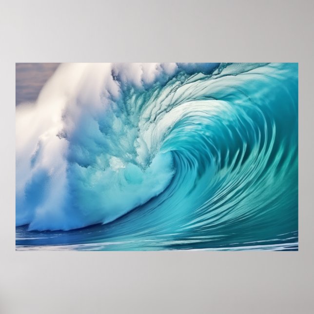 Curly Wave Ocean Force Nature Seascape  Poster (Front)