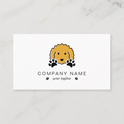 Curly Yellow Dog with Paw Prints Business Card