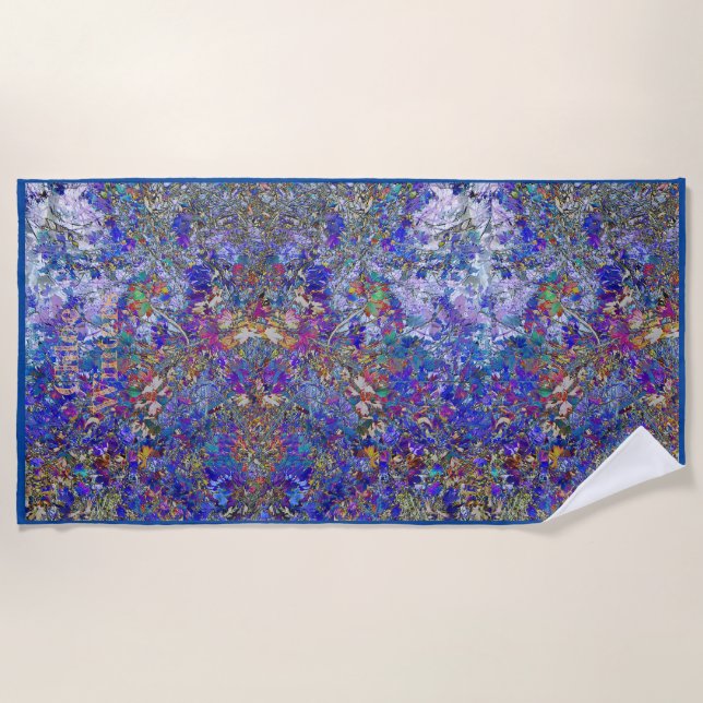 Currant Leaves Tree Art Personalized Beach Towel (Front)