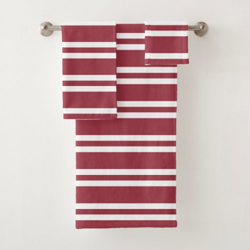 Currant Red and White Stripes Bath Towel Set